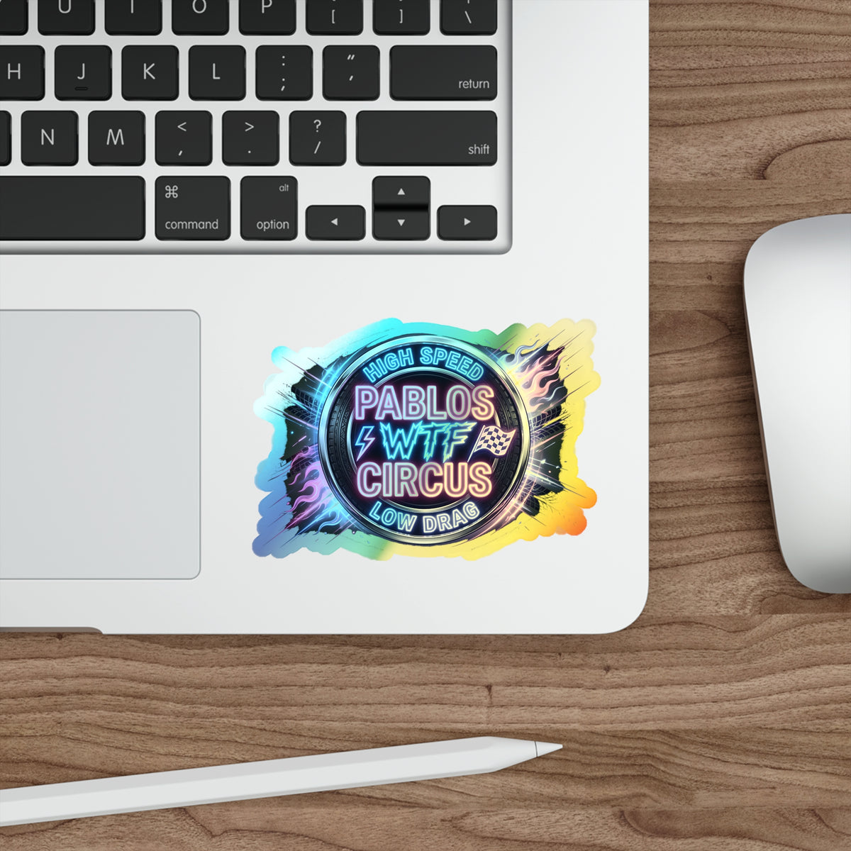 High Speed Low Drag Neon Racing — Holographic Sticker