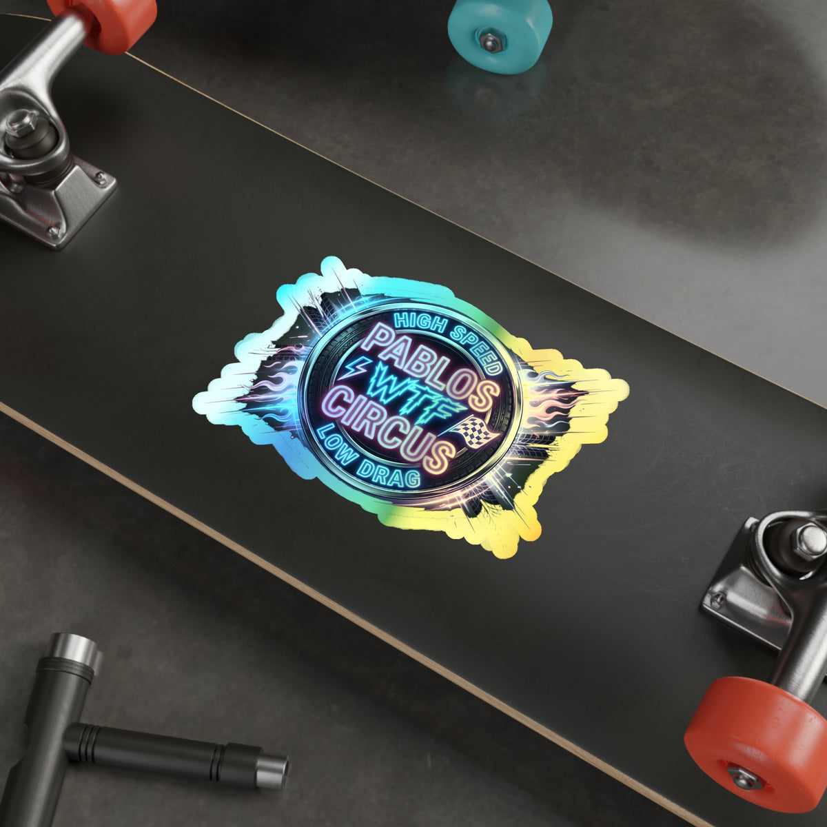 High Speed Low Drag Neon Racing — Holographic Sticker