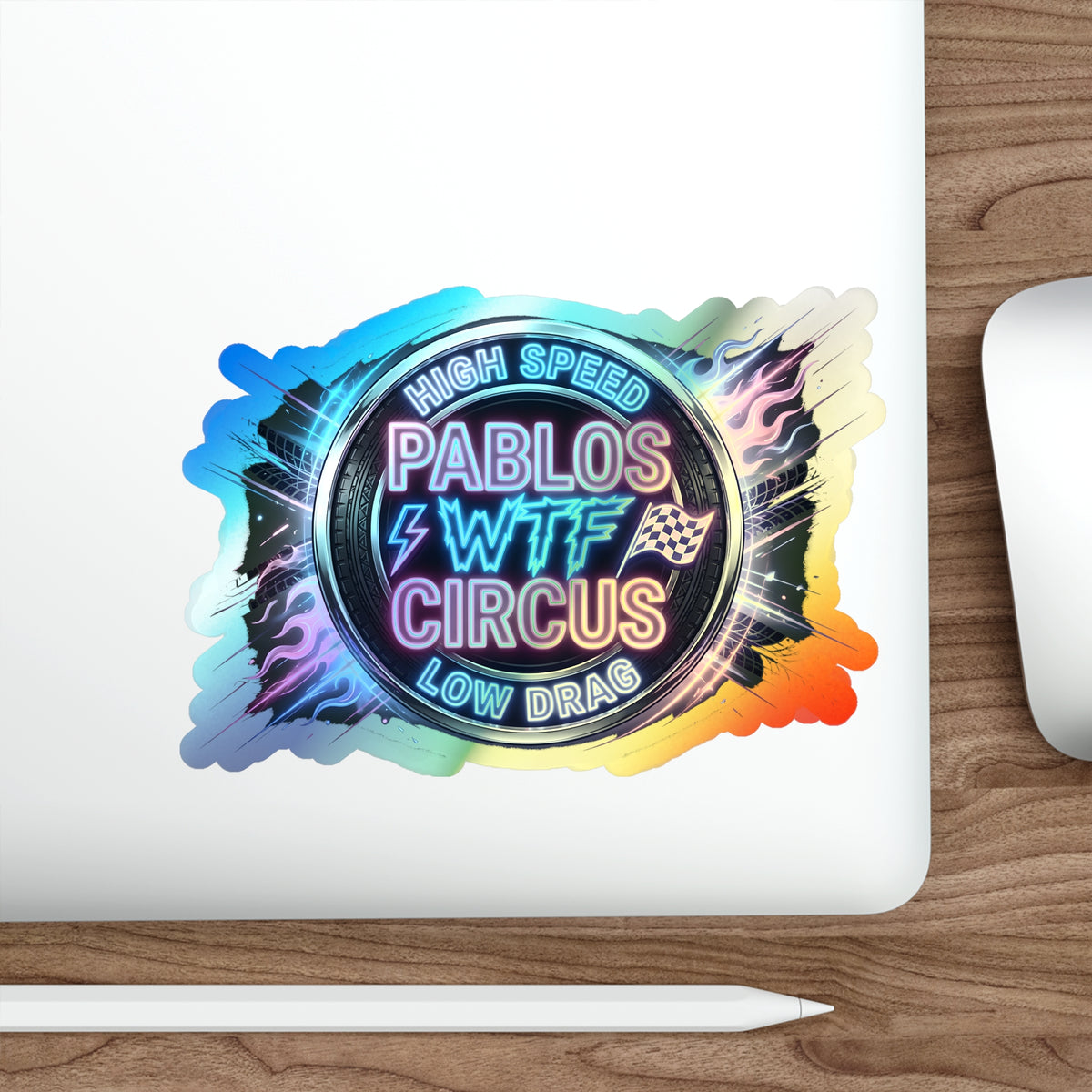 High Speed Low Drag Neon Racing — Holographic Sticker